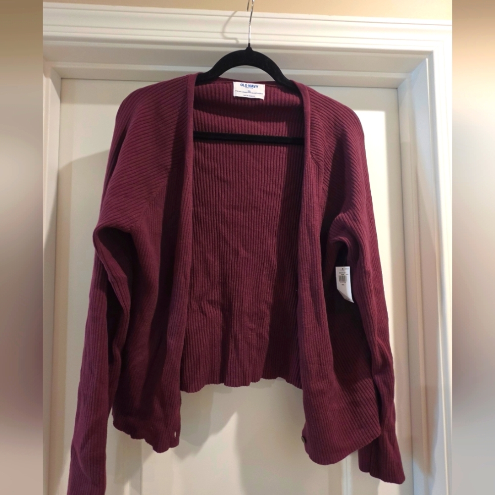 Old Navy Women's Open-Front Ribbed Cardigan - Burgundy